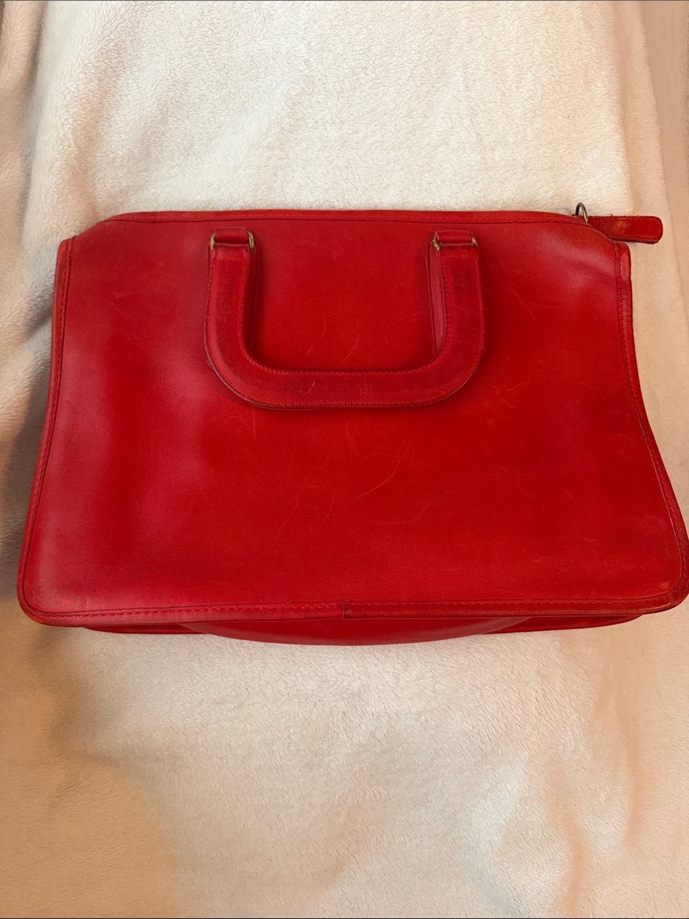 Vintage Coach Red Leather Square Top-Handle Satchel